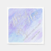 ブルースウォーターカラーポピー結婚ズのナプキン スタンダードカクテルナプキン (正面)