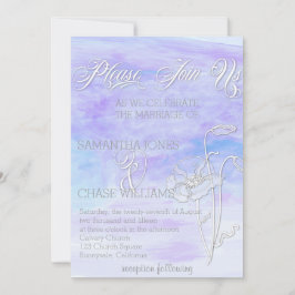 ブルースウォーターカラーポピー結婚ズ 招待状