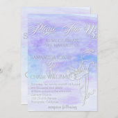 ブルースウォーターカラーポピー結婚ズ 招待状 (正面/裏面)