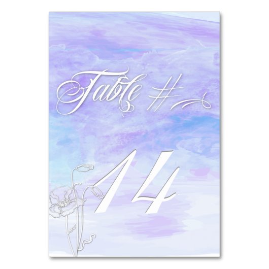 ブルースウォーターカラーポピー表カード テーブルナンバー (正面)