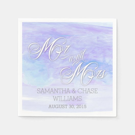 ブルースウォーター結婚カラー スタンダードカクテルナプキン (正面)