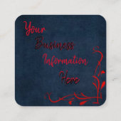 ブルースエド（ブラック&レッドローズ付き）赤巻デザイン スクエア名刺 (裏面)