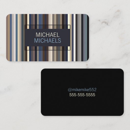 ブルースエレガントパタストライプのーン 名刺 (正面/裏面)