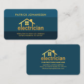 ブルースエレガント金ゴールドエレクトリシアンホーム 名刺 (正面/裏面)