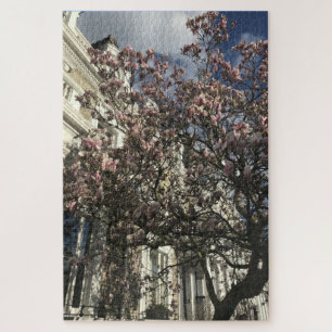 ブルースカイとさくらんぼの花々,チェルシー,ロンドンUK ジグソーパズル