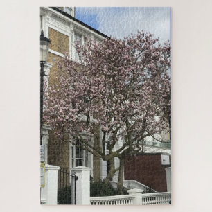 ブルースカイとさくらんぼの花々,チェルシー,ロンドンUK ジグソーパズル