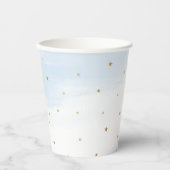 ブルースカイと金ゴールドスター紙パーティーカップ 紙コップ (正面)