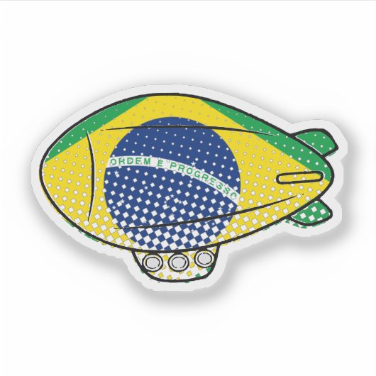 ブルースカイにブラジル国旗の吹き抜けカスタムバルーン シール (正面)