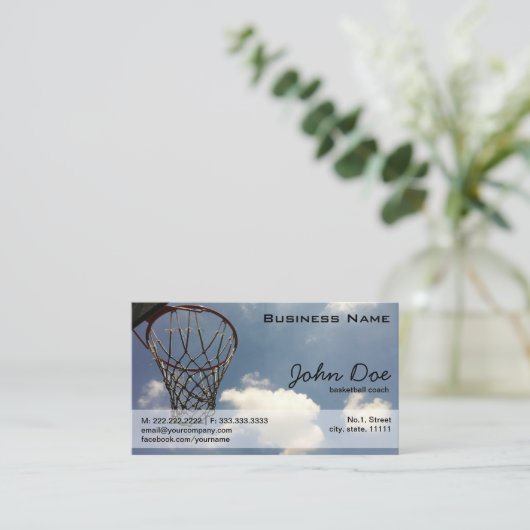 ブルースカイに対するバスケットボールフープ 名刺 (スタンド正面)