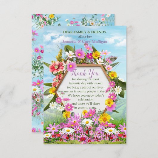 ブルースカイに対するワイルドフラワーサンキューカード 出欠カード (正面/裏面)