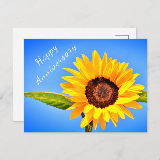 ブルースカイに黄色のひまわり記念日 ポストカード (正面/裏面)