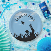 ブルースカイの大学院シルエット ペーパープレート (パーティー)