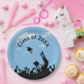 ブルースカイの大学院シルエット ペーパープレート (パーティー)