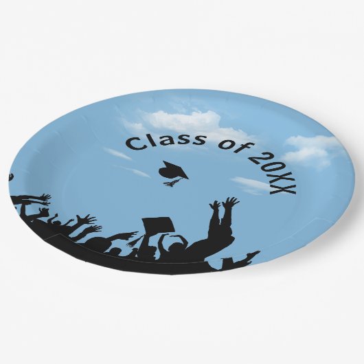 ブルースカイの大学院シルエット ペーパープレート (アングル)