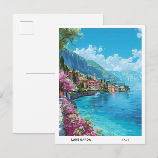 ブルースカイの湖ガルダのイタリアのヴィンテージ旅行 ポストカード (正面/裏面)