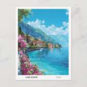 ブルースカイの湖ガルダのイタリアのヴィンテージ旅行 ポストカード (正面)