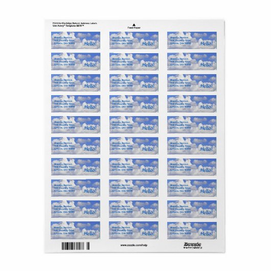 ブルースカイの白い雲ふわふわ差出人住所研究室 ラベル (フルシート)