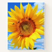 ブルースカイの黄色のひまわりとミツバチ手帳 ノートブック (裏面)