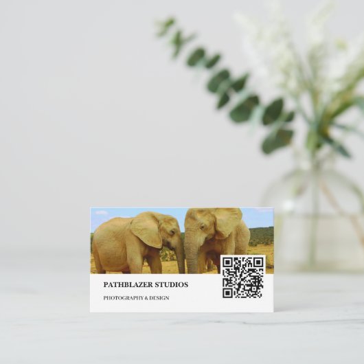 ブルースカイアフリカゾウ |野生生物の写真 | 名刺 (スタンド正面)