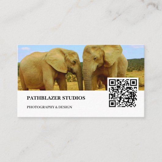 ブルースカイアフリカゾウ |野生生物の写真 | 名刺 (正面)