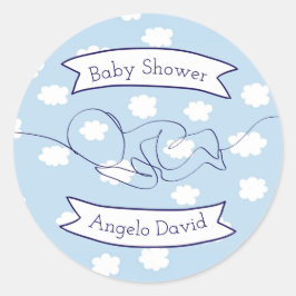 ブルースカイアンドクラウドボーイベビー ラウンドシール