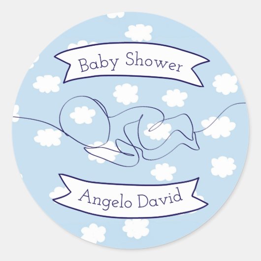 ブルースカイアンドクラウドボーイベビー ラウンドシール (正面)
