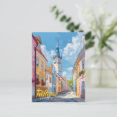 ブルースカイインタリンエストニアヴィンテージトラベル ポストカード (スタンド正面)