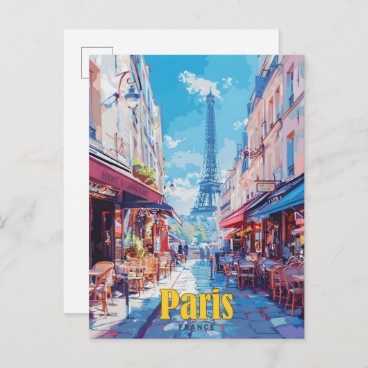 ブルースカイインパリスフランスヴィンテージトラベル ポストカード (正面/裏面)