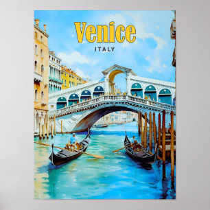 ブルースカイインヴェネツィアイタリアVintage Travel ポスター