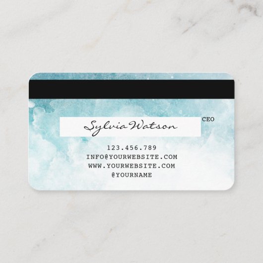 ブルースカイウォーターカラークレジットカードスタイル 名刺 (裏面)