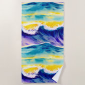 ブルースカイウォーターカラー夏タイムバケーション ビーチタオル (正面)