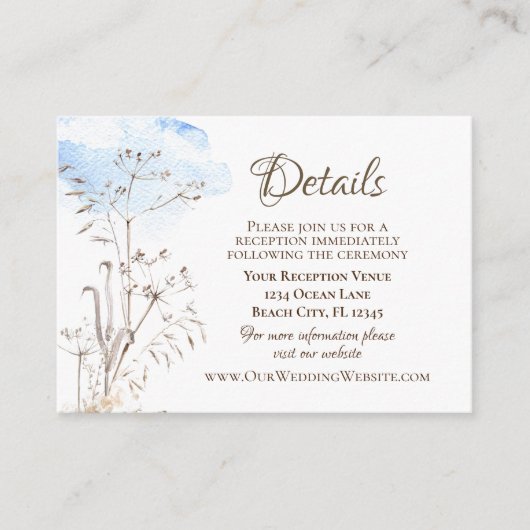 ブルースカイカジュアルボタニカル乾燥ハーブ結婚ズ エンクロージャーカード (正面)
