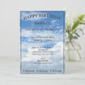 ブルースカイクラウドフォトハッピーバースデー招待状 招待状 (スタンド正面)