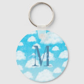 ブルースカイグラデーションホワイトクロキーチパーソナライズされたェーン キーホルダー (正面)