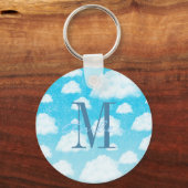 ブルースカイグラデーションホワイトクロキーチパーソナライズされたェーン キーホルダー (正面)
