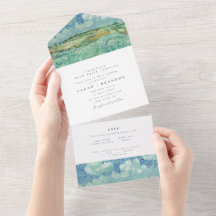 ブルースカイグリーンフィールド結婚式招待状