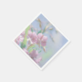 ブルースカイグリーン葉植物紫色の花 スタンダードカクテルナプキン (角)