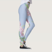 ブルースカイグリーン葉植物紫色の花 レギンス (右)