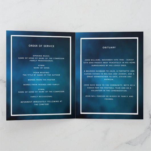 ブルースカイシルバー写真エレガント葬儀プログラム サンキューカード (内部)