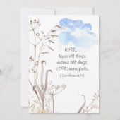 ブルースカイシンプルボタニカルガーデンクリスチャン結婚ズ 招待状 (裏面)