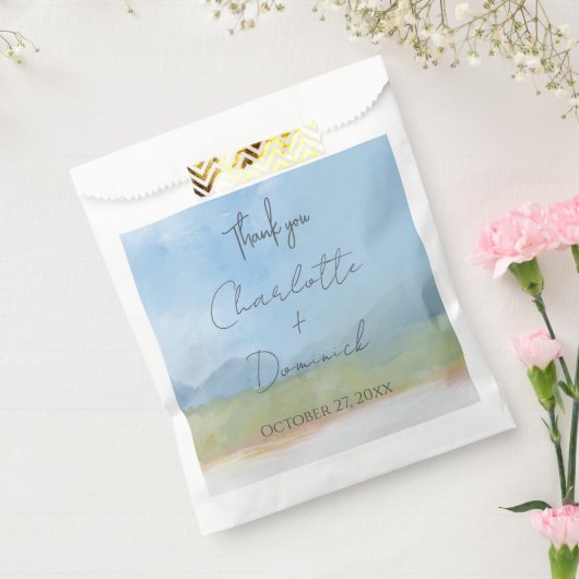 ブルースカイス色彩の鮮やかランドスケープモダンはありがとう フェイバーバッグ (封をした状態)