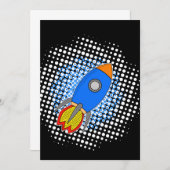 ブルースカイハーフトーンにマンガロケットシーン銀河系 招待状 (正面/裏面)