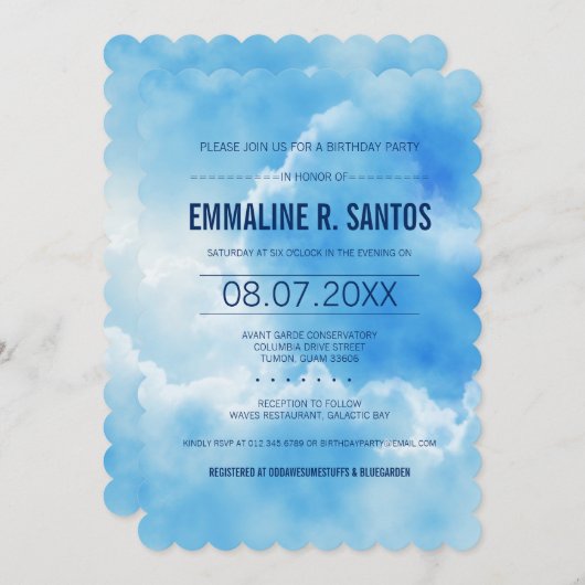 ブルースカイバースデーパーティー招待状 招待状 (正面/裏面)