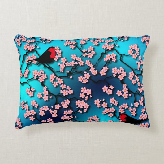ブルースカイバードさくらんぼ花 アクセントクッション (正面)