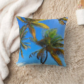 ブルースカイパームツリー装飾用クッション – 熱帯沿岸 クッション (ブランケット)