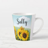 ブルースカイヒマワリとバタフライパーソナライズされた カフェラテマグ (右)