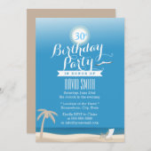 ブルースカイビーチテーマ30th誕生日パーティー 招待状 (正面/裏面)