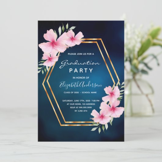 ブルースカイピンクフローラ卒業パーティー 招待状 (スタンド正面)