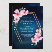 ブルースカイピンクフローラ卒業パーティー 招待状 (正面/裏面)