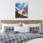 ブルースカイピンクルーフリン – Martha's Vinyard キャンバスプリント (インサイチュ (寝室))